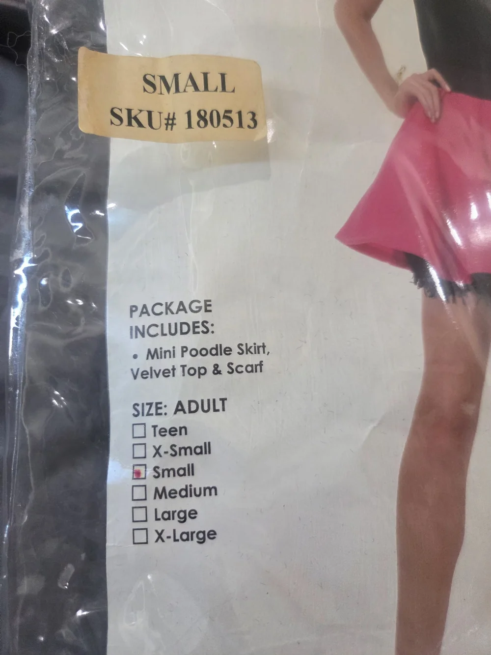 Women's  Pink Mini Poodle Skirt Costume.